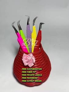 แหนบต่อขนตาแบบโค้ง 45/90 องศา รุ่น Slim Long/Boot สีแดง/น้ำเงิน/ขาว ปลายโลหะแบบไฟเบอร์ ป้องกันแม่เหล็ก ป้องกันไฟฟ้าสถิตย์ ขนาด 10 มม. - Product Image 5