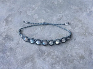 Handmade Macrame Moonstone <b>Bracelet</b> Rainbow Moonstone Beads Gray Cord <b>Adjustable</b> Boho Healing Jewelry for Women - Product Image 2