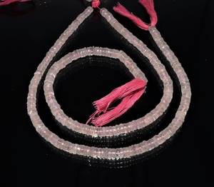 Perles Heishi en quartz rose naturel 6-8 mm, perles en quartz rose lisses et polies pour la fabrication de bijoux, fournisseur en gros - Product Image 2