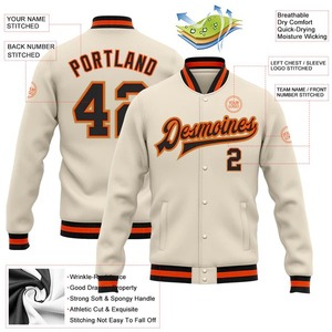 Custom Cream Black Orange Gold <b>Varsity</b> Letterman <b>Jacket</b> Wholesale Unisex Full Snap <b>Bomber</b> College Team Fashion Sports Coat - Product Image 5