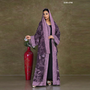 Chiffon Open Front Long <b>Shrug</b> Kaftan Style with Graceful Prints, Modest Flowing Fit <b>for</b> Evening Wear - Product Image 1