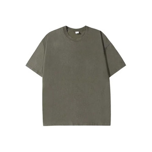 Suministro al por mayor de camisetas de algodón para hombre, tallas grandes, personalizables con marca, estampadas o lisas, con lavado ácido, estilo holgado, casual, vintage, desgastado y streetwear - Product Image 1