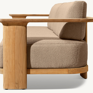 Cómodo Sofá Ecológico de Dos Plazas con Forma Cuadrada para Sala de Estar, con Estructura de Madera de Teca y Espuma Suave, Diseño Moderno - Product Image 6