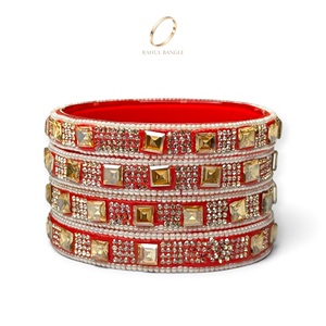 Bracelets de luxe en verre borosilicate kashmiri pour mariage, plaqués or avec accents de perles et pierres, pour femmes, prix de gros - Product Image 5