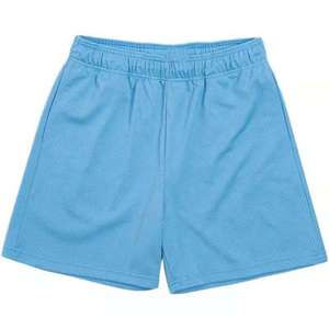 Men's Light Blue Polyester <b>Shorts</b> Elastic Waist Breathable Casual Knitted Solid Color Mid Length Sport <b>Shorts</b> - Product Image 1