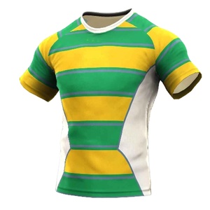 เสื้อรักบี้รุ่นใหม่ล่าสุด สกรีนโลโก้ด้านหน้าได้ ผลิตจากโพลีเอสเตอร์ 100% ระบายอากาศได้ดี แห้งเร็ว แขนสั้น ใส่ได้ทั้งชายและหญิง สำหรับฤดูใบไม้ร่วง รับผลิตแบบ OEM - Product Image 1