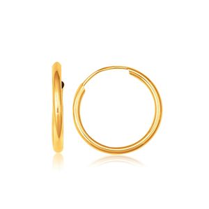 Orecchini a Cerchio Senza Fine in Oro Giallo 10k Lucidato, Eleganti Banjle in Oro 1.5x14mm - Product Image 1