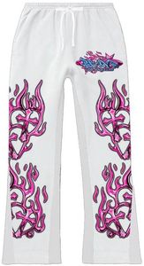 Conjunto de Sudadera con Capucha y Pantalones Jogger Estilo Vintage Lavado, Estampado de Llamas Rosa y Negro, Sudadera Corta, Pantalones de Pierna Ancha, Ropa Urbana con Bordado y Estampado Puff - Product Image 3