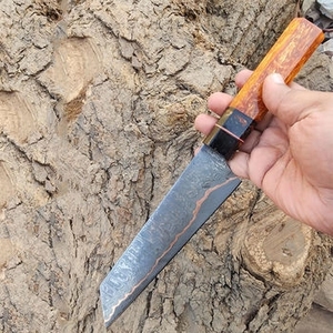 Cuchillo de chef para exteriores con patrón de cobre damasco y diseño de mango moderno para viajes y campamentos - Product Image 4