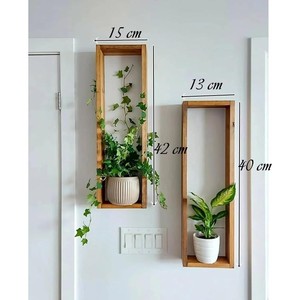 Mango Wood Vertical Wall <b>Planter</b> Box for Living Room | Minimalist Handcrafted Home Decor Storage - Product Image 2