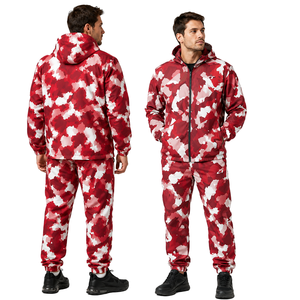 Conjunto de Chándal Cortavientos con Capucha de Camuflaje Rojo Personalizado para Hombre, de Venta Caliente, Premium para Exteriores, Estilo Urbano, Traje de Jogging, Sudaderas al por Mayor OEM - Product Image 1