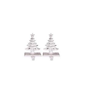 Set Of 2 Tree Shape Aluminium Top Christmas <b>Stocking</b> <b>Holder</b> For Hanging Decorative Use Xmas <b>Stocking</b> <b>Holder</b> With Silver Tree Top - Product Image 1