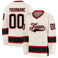Tenue de hockey sur glace personnalisée de haute qualité 100 % polyester pour hommes et femmes, faible MOQ, vente en gros, impression par transfert thermique, service OEM, maillot de hockey vierge