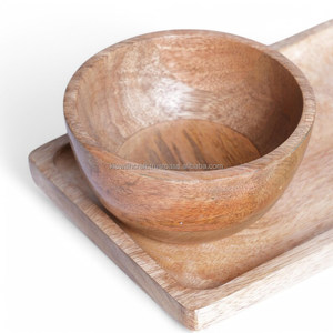 Tazón para Aperitivos o Ensaladas de Madera de Mango Natural Tallado a Mano, Vajilla para Cocina, Hogar y Hoteles, Tazones para Servir Comida y Bocadillos - Product Image 5