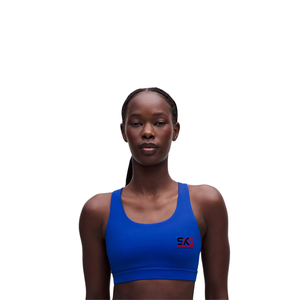 Blue Seamless Sports <b>Bra</b> <b>Wide</b> <b>Strap</b> Crop Top Workout Athletic Training <b>Bra</b> - Product Image 1