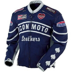 Veste de moto en cuir de vache véritable pour homme, équipement de protection avec armure CE niveau 2 et bosse dorsale - Product Image 1