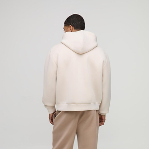 Nouveau sweat à capuche zippé pour homme 100% coton beige, couleur unie, coupe classique, manches longues, avec poches, style streetwear décontracté - Product Image 5