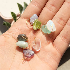 Pendentif en pierre précieuse Aquamarine polie, charme en pierre bleue naturelle avec anneau en or, bijou bohème, cadeau pour l'amour - Product Image 6