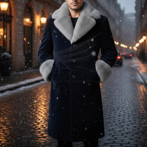 เสื้อโค้ทขนสัตว์ผู้ชายสไตล์ลำลองแบบสมาร์ท สำหรับใส่ทำงานหรือใส่ในชีวิตประจำวัน แต่งขอบด้วยขนสัตว์ เนื้อผ้าระบายอากาศได้ดี รับสกรีนโลโก้และเสื้อโค้ทสำหรับธุรกิจ  ขั้นต่ำในการสั่งซื้อน้อย - Product Image 4