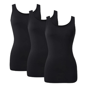 Débardeur noir sans manches pour femme, couleur unie, col rond, minimaliste, tricoté en coton biologique, séchage rapide, logo sur le devant, vêtement décontracté - Product Image 6
