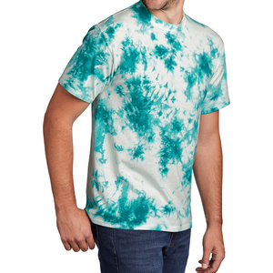Wholesale Men's <b>Tie</b>-Dye Short Sleeve T-Shirt O-Neck Casual Knitted Regular Fit Teal <b>White</b> Patterned 100% Cotton 2026 - Product Image 5