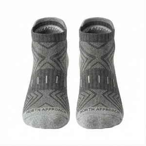 North Approach Ankle <b>Socks</b> Geometric Pattern Breathable <b>Running</b> <b>Socks</b> for Adults Summer Season - Product Image 1