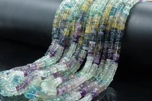 Cuentas de rueda de fluorita múltiple Forma de neumático liso Cuentas de piedra de fluorita Heishi de 6mm - Product Image 5