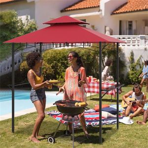 Gazebo per Barbecue da Esterno Rosso 8 X 5 X 8.4 Piedi con 2 Ripiani - Product Image 1