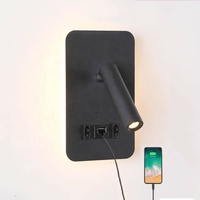 Lampe murale de chevet en aluminium pour la maison et le bureau avec port de charge USB et lumière LED à angle réglable rotatif