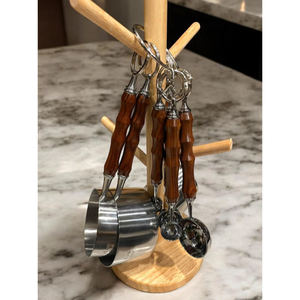 8 Piece <b>Set</b> Stainless Steel Cutlery <b>Set</b> <b>Measuring</b> <b>Cups</b> And Spoon <b>Set</b> With 250ml Capacity With Wooden Handles Shiny Polished - Product Image 2