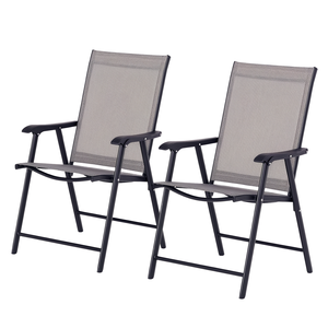 Set di 2 Sedie Pieghevoli da Giardino con Rete Traspirante e Braccioli per Giardino, Cortile, Campeggio - Ideale per Appartamenti - Product Image 1