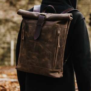 Mochila Profesional de Cuero con Parte Superior Enrollable, Compartimento para Portátil de 15.6 Pulgadas, Impermeable, para Viajes, Precio al por Mayor LTBP-0008 - Product Image 1