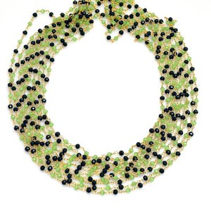 Chaîne de chapelet en préhnite et saphir bleu, plaquée or, fil enroulé, perles facettées rondelles, fournitures de bijoux - Product Image 4