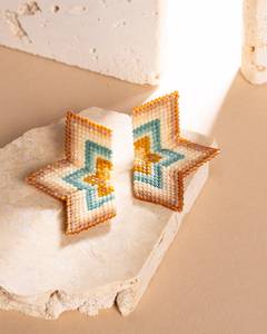 Star Shaped Seed <b>Bead</b> Statement Earrings Colorful Geometric Bohemian Handmade Lightweight Fashion Jewelry Gift For Women - Product Image 4