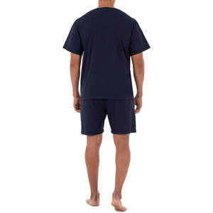 Ensemble d'été assorti pour homme, streetwear, 2 pièces, haut à manches courtes en coton respirant tricoté uni et short - Product Image 2