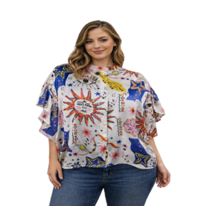 Blusa Larga Informal de Poliéster para Mujer, Estilo Túnica, Corte Holgado, Venta al Por Mayor - Product Image 1