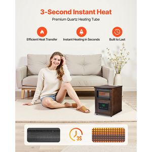 Stufa Elettrica a Infrarossi da 1500W con Telecomando, Schermo LED e Timer 24H, Riscaldatore per Ambienti con Temperatura Regolabile - Product Image 2
