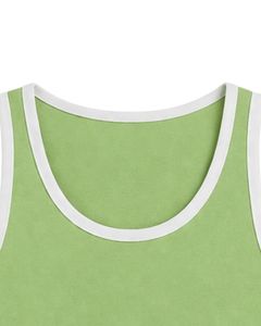 Camiseta sin mangas para hombre, personalizada, verde claro con ribete blanco, chaleco de algodón, informal, para verano, gimnasio, entrenamiento, fitness, color sólido. - Product Image 5