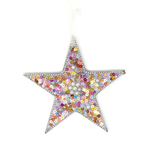 Adorno de decoración navideña de fábrica directa, forma de estrella de árbol de Navidad de diferentes formas de alta calidad con purpurina colorida - Product Image 4