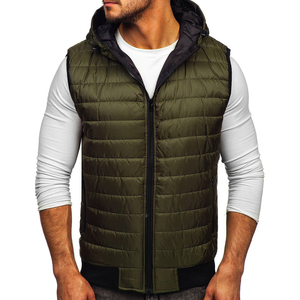 2026 High Quality Men's Sleeveless Zip-Up Hooded Puffer Vest Lightweight Quilted Gilet With Pockets Winter <b>Jacket</b> Coat - Product Image 6