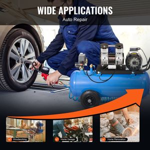 Compressore d'Aria Ultra-Silenzioso 2HP 5.2CFM Senza Olio con Pressione Massima 145PSI, Motore 78dB, Compressore d'Aria 90PSI - Product Image 6