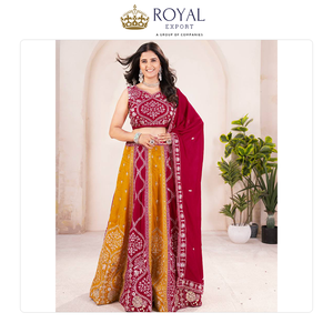 La mejor oferta en Lehenga Choli de diseño llamativo y calidad estándar, hecho de seda con lentejuelas y bordados con hilo. - Product Image 3