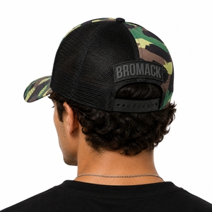 Casquette Trucker Unisexe Personnalisable Motif Camouflage Toile Noire Dos en Maille Éponge Patch Avant Visière Courbe Fermeture Snapback Réglable - Product Image 3