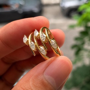 Cluster Moissanite Marquise Cut Wrap 4 Band <b>Ring</b> For Women's Original 925 Silver Rhodium Fine Romantic Style Gift For Lover - Product Image 3