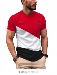 T-shirt da uomo <span class=keywords><strong>NASA</strong></span> in maglia a blocchi di colore, a maniche corte, girocollo, con logo frontale, motivo sportivo, traspirante, 100% cotone - Product Image 3