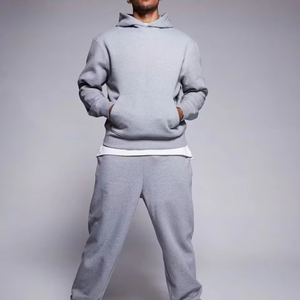 Ensemble de survêtement personnalisé en molleton léger imprimé en tissu éponge français, grande taille, polyester/coton, pour l'hiver, décontracté, avec pantalon de survêtement et sweat à capuche - Product Image 3