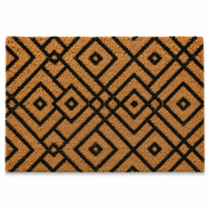 Alfombra de Entrada Moderna Abstracta de Alta Calidad, Antideslizante, Resistente a las Manchas, de Fibra de Coco Natural Blanqueada, con Respaldo de Goma, Hecha a Mano - Product Image 1