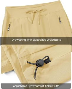 Pantalones de Mujer Color Caqui con Cordón Ajustable, Mezcla de Poliéster y Algodón que Absorbe la Humedad, Ropa Casual para Exteriores - Product Image 5