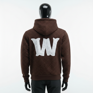 ผู้ผลิตเสื้อฮู้ดดี้โอเวอร์ไซส์ผ้าฝ้ายฟลีซหนานุ่มแบบกำหนดเอง ประดับด้วยคริสตัล แต่งลายขาดๆ แบบมีสไตล์ คุณภาพสูง ปักลายอย่างดี สตรีทแวร์ - Product Image 2