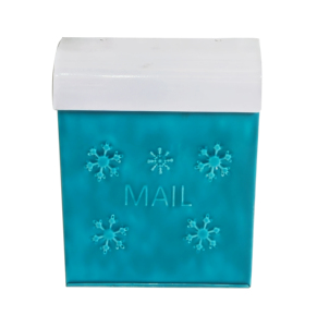Vintage Teal Blue White Metal Mailbox Embossed Snowflake <b>Wall</b> Mount Outdoor Letter <b>Box</b> Decorative Home Garden <b>Wall</b> Decoration - Product Image 2